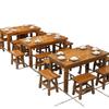 Mesas y Sillas para Tienda de Fideos, Mesas y Sillas para Comedor de Hotel, Combinación de Mesa de Comedor, Mesa de Madera Maciza para Restaurante Cantina, Carbonización para Barbacoa de Restaurante