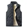 Colete casual de lã de cordeiro atacado outono e inverno masculino com forro de fleece espessado resistente ao frio colete para meia-idade e idosos colete de algodão