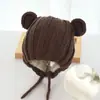 Gorro Infantil Otoño e Invierno Hecho a Mano Lindo Dibujo Animado Orejas de Rana Gorro de Lana Cálido Tejido