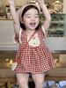 Traje de Verano para Bebé Niña 2025, Nuevo Estilo Moderno Camisa de Manga Volante Princesa Muñeca + Shorts de Mezclilla
