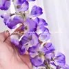 Flor de Glicínia de Galhos Longos Simulada de Alta Qualidade Decoração de Sala de Estar Interna Enfeites Pendentes Flor Artificial Pendurada no Teto Arco de Casamento