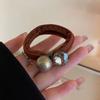 Sencilla banda para el cabello de diamantes de imitación de alta elasticidad que combina con todo, no daña el cabello, anillo de toalla sin costuras, liga para el cabello, banda elástica cubierta de cuero, accesorios para la cabeza