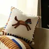 Funda de almohada bordada con patrón de caballo estilo Ins nórdico, Cojín geométrico de lana de cordero, Cojín decorativo para sofá de sala de estar