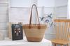 Bolsa de Palha Listrada de Ombro Novo Estilo Verão Novo Grande Capacidade Palha Tote Bolsa Feminina Férias à Beira-Mar Bolsa de Praia