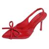 Saltos Altos Baotou Nova Coleção Primavera & Outono 2025 Bico Fino Laço Elegante Moda Feminina Sapatos Vazados nas Costas para Mulheres