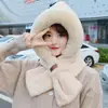 Gorro Cálido de Invierno para Ciclismo al Aire Libre para Hombre con Forro de Felpa, Cortavientos, Resistente al Frío, Engrosado, con Polaina para el Cuello Integrada, Gorro de Felpa con Capucha para Mujer