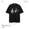 Camiseta de Manga Corta con Estampado de Gesto de Dedos Medio Marca de Moda High Street Estilo Americano Moderna Ins Hip-hop Holgada para Pareja Casual