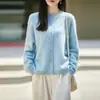 Casaco Cardigan de Tricô Lã 100% Fleece La Chapelle para Mulheres, Blusa Feminina Plus Size, Suéter de Outono e Inverno