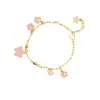 Nuevo Pulsera de Oro Arena Estilo Chino Vietnamita, Tendencia Nacional, Estilo Pastoral, Pulsera de Flor Mariposa Rosa con Goteo de Aceite, Joyería Versátil Retro
