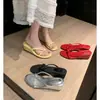 Versão em Pele de Ovelha, Altura do Salto 6cm~Sandálias Anabela de Tira Fina com Dedos Separados, Estilo Francês, Estilo Fada, para Uso Externo, Estilo Verão para Mulheres