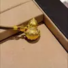 Pingente de Cabacinha Abridor-Fechador Banhado a Ouro 24K, Conserva a Cor, Escovado, Cravejado com Strass, Estilo Chinês Novo, Giratório, para Riqueza e Fortuna
