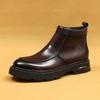 Botas Chelsea de invierno para hombre, botas cortas de cuero con suela gruesa y amortiguación, botas informales de cuero británico para negocios.