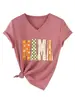 Amazon eBay sitio independiente moda casual elegante mujer floral cuello en V manga corta camiseta camisa base para comercio exterior