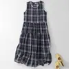 Vestido Retro a Cuadros para Mujer 2026 Verano Nuevo Casual Juguetón Estilo Coreano Sin Mangas Adelgazante Largo Por Encima de la Rodilla