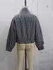 Zr Comercio Exterior Venta al por mayor Transfronteriza Nueva Moda Femenina Europea y Americana Casual Bloque de Color Cuadros Cuello Alto Holgado Chaqueta Abrigo