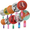 Decoraciones Estilo Chino para el Festival de Medio Otoño, Linternas Plegables de Papel Estilo Antiguo con el Carácter "Fu", Adivinanzas de Linternas, Decoraciones Festivas para la Escena del Festival de Primavera y el Festival de las Linternas