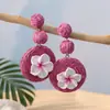 Aretes Florales Hechos a Mano de Rafia Estilo Festivo, Aretes Étnicos de Gama Alta de Nicho, Aretes Únicos y Hermosos al por Mayor