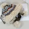 Gorro de punto grueso de felpa para mujer, estilo Northeast, con diseño de color, cálido, cortavientos, protección para orejas y cara, gorro pequeño tipo pulóver