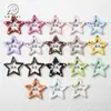 Pintura Colorida Pintada a Mano Puntos Estrella de Cinco Puntas Hebilla de Primavera Accesorios de Joyería DIY Llavero Cadena para Teléfono Móvil Anillo de Conexión