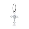 Diseño Único de Cruz de Copo de Nieve Diámetro de Alambre de 0.8 mm Aro sin Costura Colgante de Cruz Completamente Diamantada Joyería para Piercing