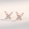 Aretes de Mariposa de Cristal de Hielo Estilo Coreano Jin Hongyu para Mujer Mori Aretes Super Hada Circonita Micro-incrustada Joyería para la Oreja Plata Esterlina Estilo Transfronterizo