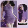 Lingerie provocante, cheongsam sexy com cadarço e gola alta, garota hot de desejo puro qqny, gola halter roxa, feminina estilo abstinência
