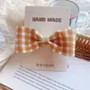 Presilha de Cabelo Retro com Bolinhas e Laço Estilo Coreano para Meninas, Presilha Superior para Coque, Presilha Lateral de Tecido Xadrez Infantil Atacado