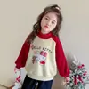 Sudadera con forro polar para niña, elegante y gruesa, nueva capa interior para otoño e invierno 2026 para niños, cuello semi-alto, camiseta básica para niñas
