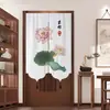 Cortina de tela de loto estilo chino para puerta para uso doméstico, dormitorio, cortina colgante para habitación, cortina a prueba de aceite para cocina, media cortina divisoria para baño