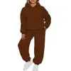 Conjunto de Sudadera de Color Sólido para Primavera y Otoño, Moda Femenina Europea y Americana, Sudadera con Capucha de Hombro Caído, Conjunto de Dos Piezas con Pantalones Jogger, En Stock Transfronterizo