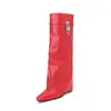 Botas de salto alto de novo estilo com fivela, zíper lateral, botas de equitação estilo europeu e americano, tamanho 40-45, tamanho grande, desejo botas de comércio exterior