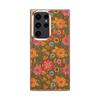 Funda para teléfono Samsung S25Ultra con borde electrochapado y estampado de flores, Funda protectora S24Plus de TPU suave con borde de corcho