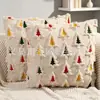 Fronha de Almofada Três Cores Novo Estilo Natalino Transfronteiriça Árvore de Natal Almofada de Sofá Festiva Suporte Lombar para Sala de Estar Exportação