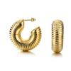 Pendientes huecos de acero inoxidable en forma de C transfronterizos Pendientes huecos de acero de titanio Caterpillar en forma de C franceses de alta calidad