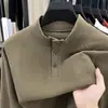 Camiseta de Terciopelo Doble Cara con Cuello Alto para Hombre, Moda Casual Suelta, Camiseta Interior Sudadera, Otoño e Invierno 2025
