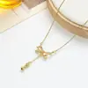 Collar con Colgante de Mariposa y Lirio del Valle de Moda Transfronterizo para Mujer, Lujo Ligero, Versátil, Gama Alta, Cadena para Clavícula con Circonita Microincrustada