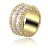 Anillo de circonitas de doble fila con diseño de explosión europea y americana, estilo hip-hop, moderno anillo de diamantes para hombres y mujeres, superventas en Amazon y eBay.