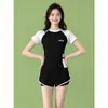 Novo Estilo Roupa de Banho Feminina Peça Única Estilo Saia, Fresca e Elegante, Modelo Conservador Slim-Fit de Manga Longa para Estudantes, Adequada para Fontes Termais