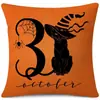 Funda de Almohada Halloween Calabaza Divertida Transfronteriza Amazon Estampado de Lino Funda Decorativa para Cojín de Sofá del Hogar