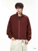 Chamarra vintage raglán, talla grande, cuello alto, top sencillo, chamarra silueta aviador, estilo americano casual holgado para hombre