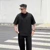 Camiseta de Manga Corta Desestructurada Estilo Americano para Hombre, Marca de Verano de Moda con Diseño de Corte 3D, Estilo High Street, Cuello Redondo, Top de Media Manga