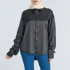 Top Transfronterizo Nuevo de Satín Imitación Seda Camisa de Satín de Manga Larga para Mujer Elegante Básica para Viajar Blusa