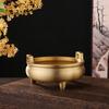Quemador de Incienso Antiguo de Cobre de Tres Patas Suministros para el Salón de Buda del Templo Quemador de Incienso de Línea de Buda Incienso de Sándalo Ceremonia del Té Quemador de Aromaterapia para Oídos