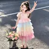 Impresionante Vestido de Princesa para Niña Pequeña Primavera y Otoño Nuevo Elegante Pastel de Dopamina Infantil Falda Larga Vestido de Otoño