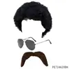 Festa dos Anos 70 Adereços de Halloween Cosplay Estilo Elvis Óculos de Baile Peruca Artificial Adereços para Fotos
