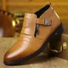 Botas Populares de Cuero para Hombre Transfronterizas, Botas de Motocicleta de Moda de Caña Alta, Botines de Cuero para Hombre, Botas de Motociclista de Moda, Zapatos para Hombre en Stock
