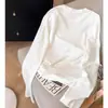 Modelo nuevo 2026, súper elegante, ligero, camiseta de manga larga de algodón puro para mujeres de talla grande, corte holgado, con un diseño único