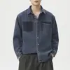 Ropa de Hombre Xintang Diseño retro de retazos estilo japonés, camisa vaquera de corte tridimensional para hombre, corte holgado, camisa casual de lujo ligero