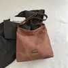 Bolsa de Pão Suede Macio Retrô para Mulheres 2025 Novo Estilo Outono Bolsa de Ombro Grande Capacidade Bolsa Saco Fashion