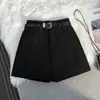 Shorts de terno cinza de verão para mulheres, novas calças casuais de cintura alta folgadas de perna larga, versáteis calças casuais de corte A